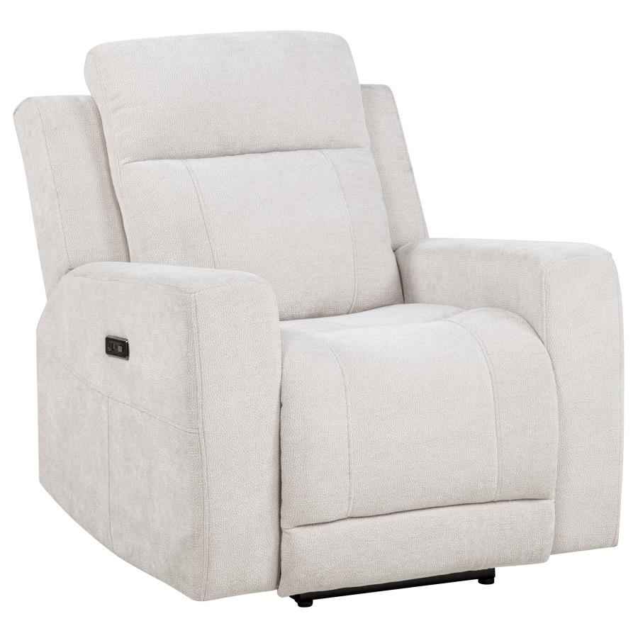 Kennett Chenille Upholstered Power Recliner Chair Ivory