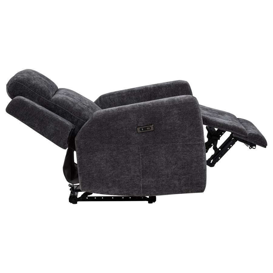 Kennett 3-piece Chenille Power Reclining Sofa Set Dark Grey