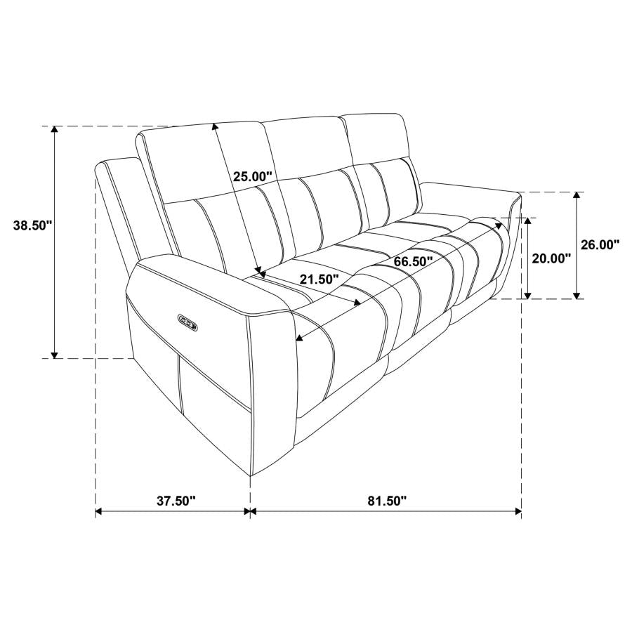 Kennett 3-piece Chenille Power Reclining Sofa Set Dark Grey