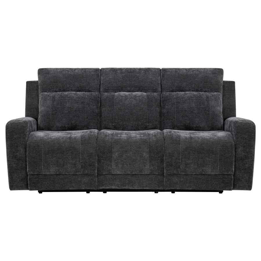 Kennett Chenille Upholstered Power Reclining Sofa Dark Grey