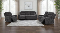 Kennett Chenille Upholstered Power Reclining Sofa Dark Grey