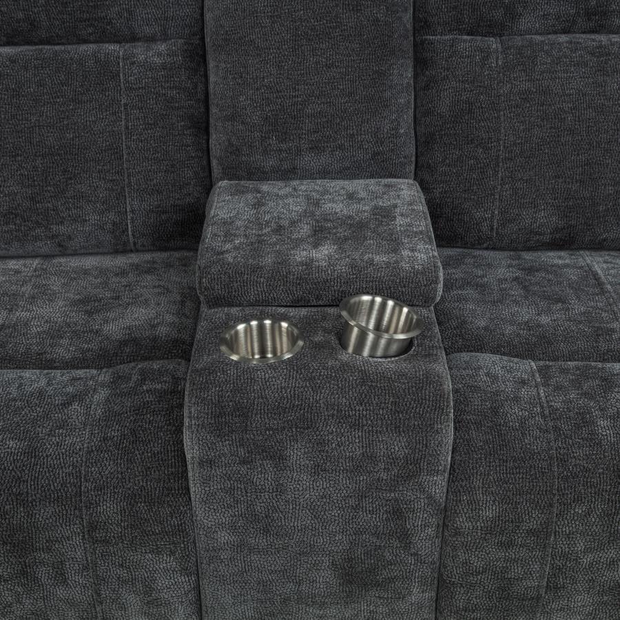 Kennett Chenille Upholstered Power Reclining Loveseat Grey