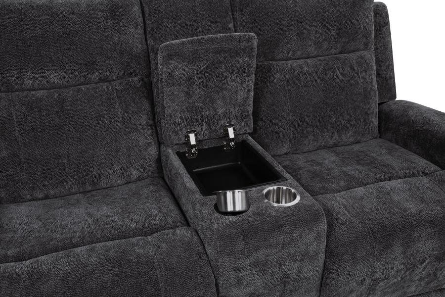 Kennett Chenille Upholstered Power Reclining Loveseat Grey