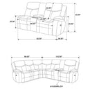 Sycamore Upholstered Power Reclining Sectional Sofa Grey
