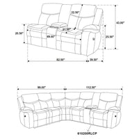 Sycamore Upholstered Power Reclining Sectional Sofa Grey