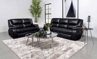 Camila 2-piece Upholstered Reclining Sofa Set Black