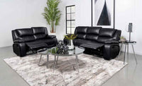 Camila 2-piece Upholstered Reclining Sofa Set Black