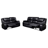 Camila 2-piece Upholstered Reclining Sofa Set Black