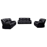 Camila 3-piece Upholstered Reclining Sofa Set Black