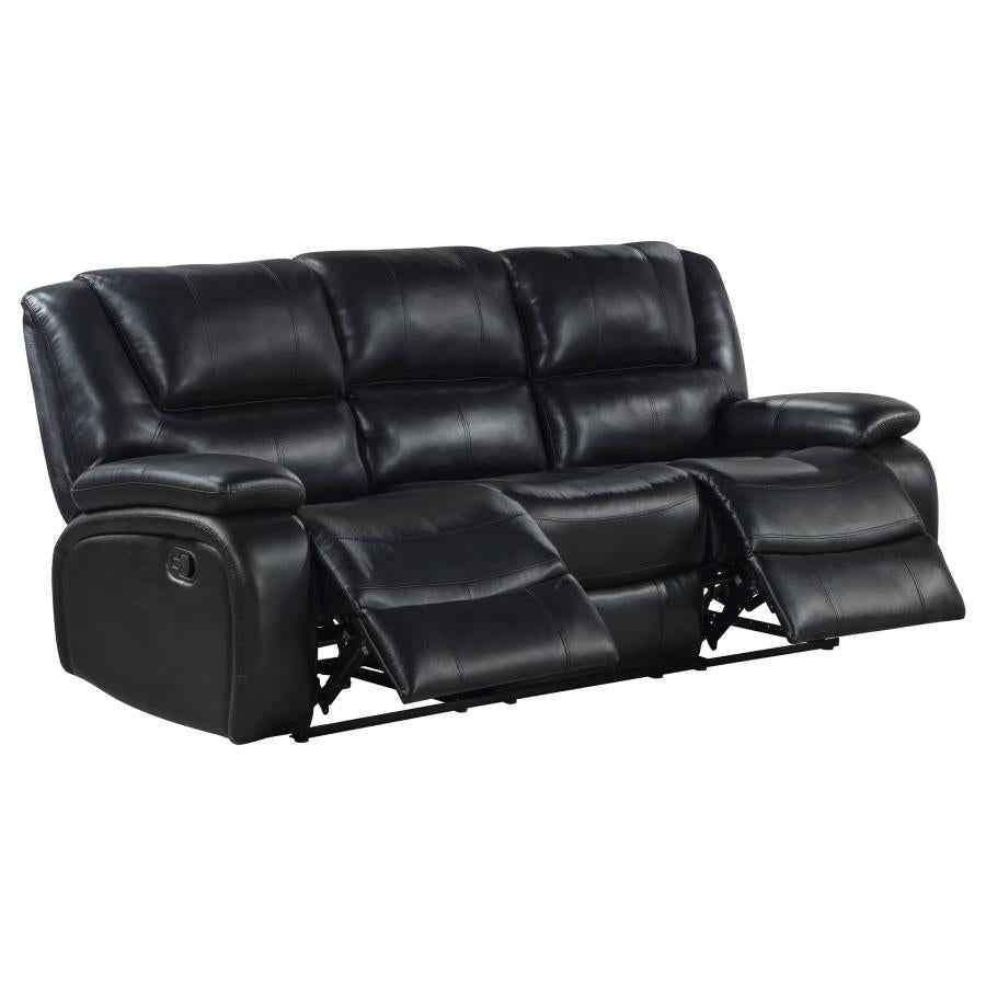 Camila 3-piece Upholstered Reclining Sofa Set Black