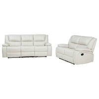 Camila 2-piece Upholstered Reclining Sofa Set White