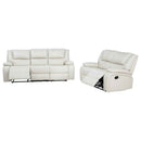 Camila 2-piece Upholstered Reclining Sofa Set White