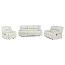 Camila 3-piece Upholstered Reclining Sofa Set White