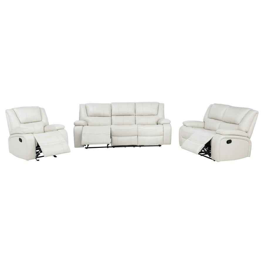 Camila 3-piece Upholstered Reclining Sofa Set White