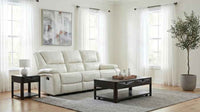 Camila Upholstered Motion Reclining Sofa White
