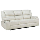Camila Upholstered Motion Reclining Sofa White