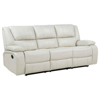 Camila Upholstered Motion Reclining Sofa White
