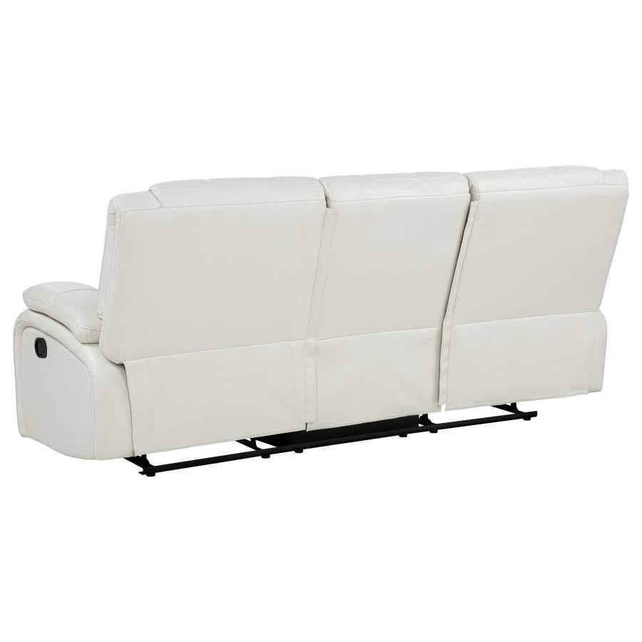 Camila Upholstered Motion Reclining Sofa White