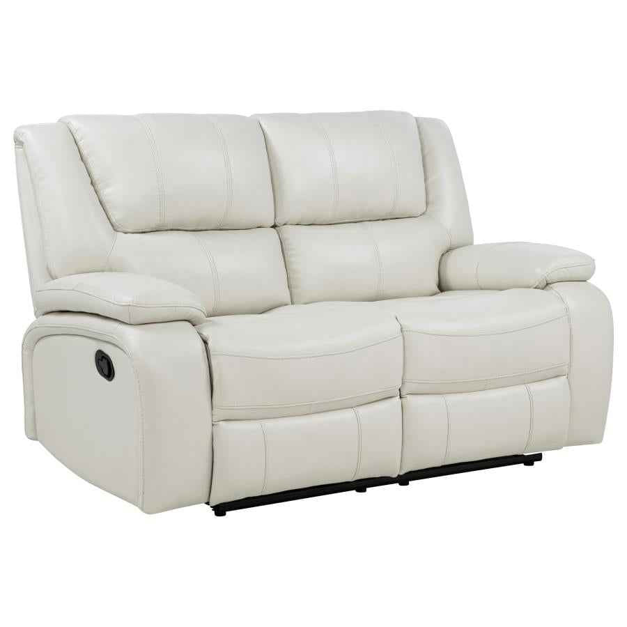 Camila Upholstered Motion Reclining Loveseat White