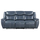Sloane Upholstered Padded Arm Reclining Sofa Blue