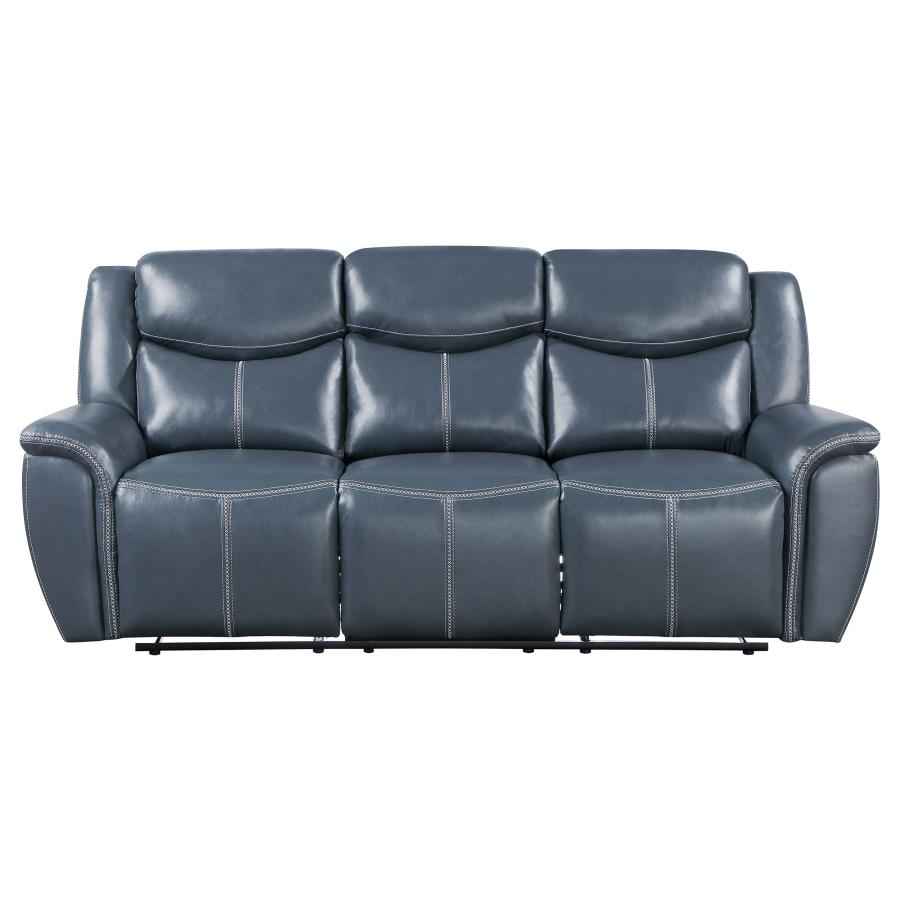 Sloane Upholstered Padded Arm Reclining Sofa Blue