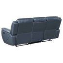 Sloane Upholstered Padded Arm Reclining Sofa Blue