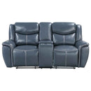 Sloane Upholstered Padded Arm Reclining Loveseat Blue