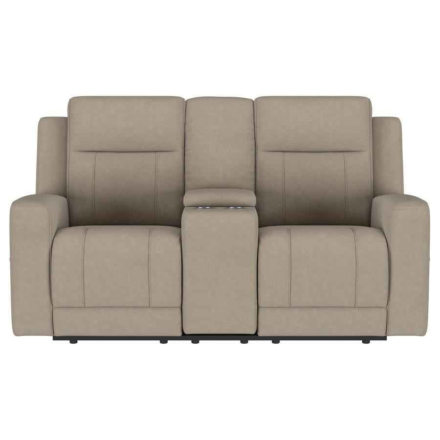 Brentwood Upholstered Motion Reclining Loveseat Taupe