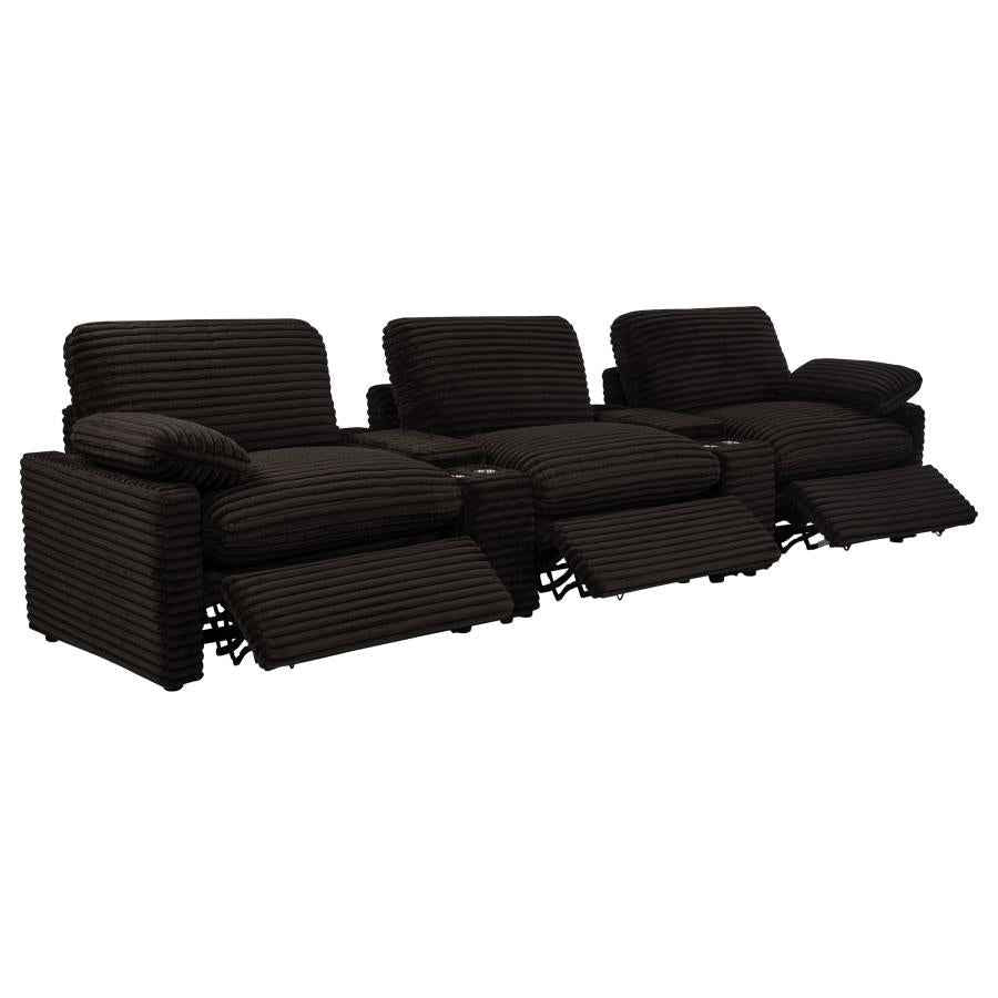 Collins 5-Piece Power Reclining Home Theater Seating Chocolate Brown