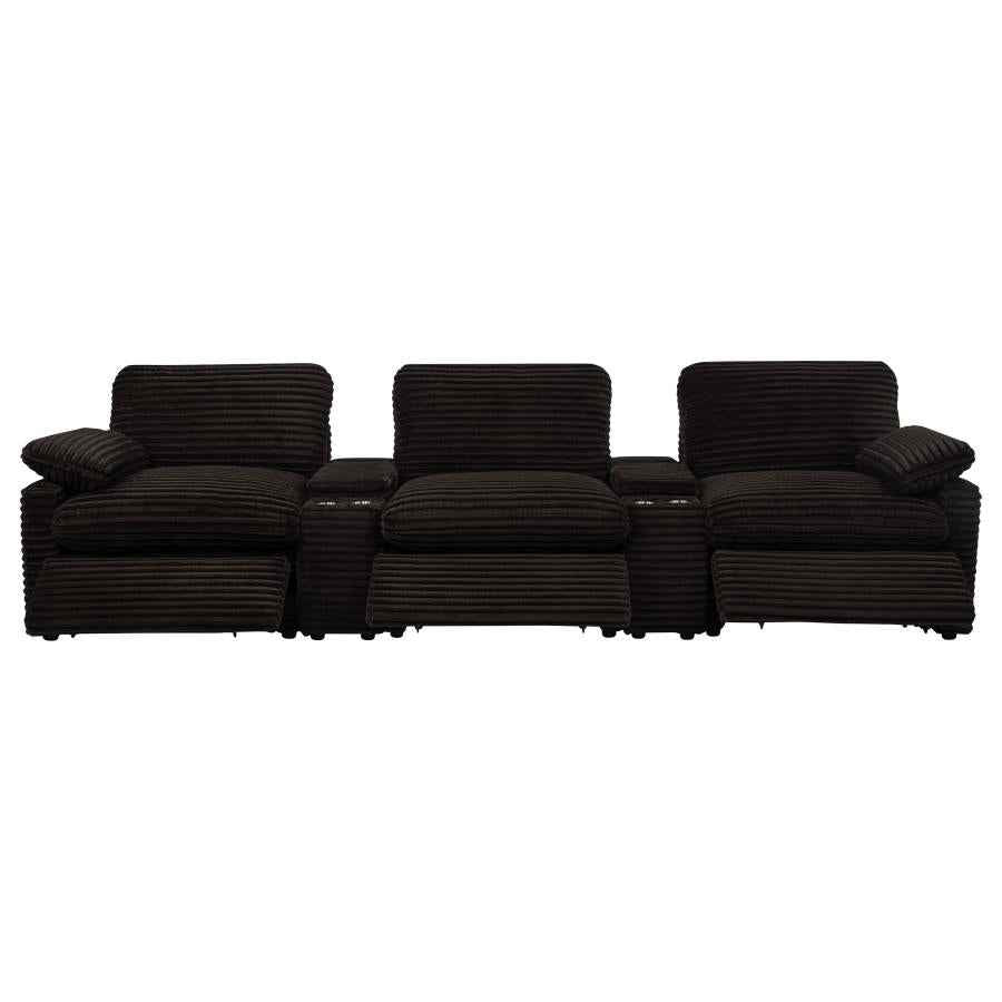 Collins 5-Piece Power Reclining Home Theater Seating Chocolate Brown