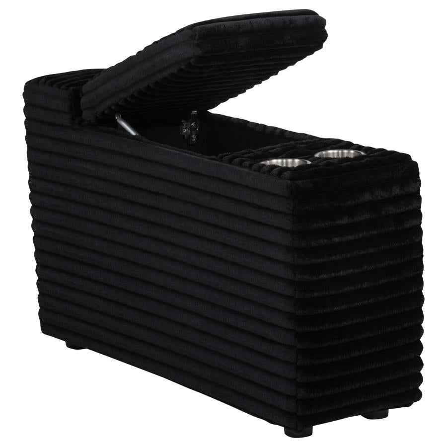 Collins Upholstered Modular Storage Console Black
