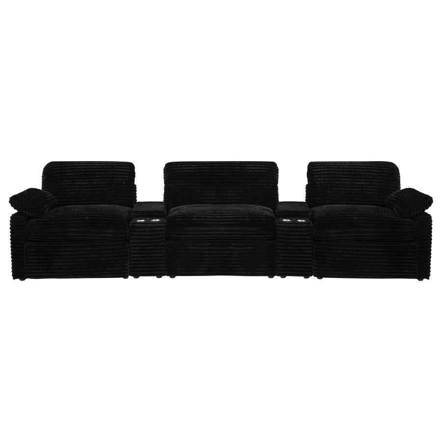 Collins 5-Piece Power Reclining Home Theater Seating Black