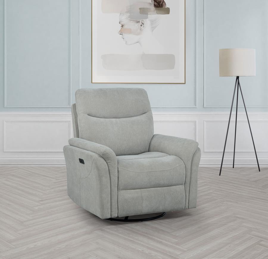 Home & Sleep Outlet - Adler Upholstered Power Swivel Glider Recliner Ivory