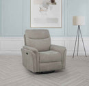 Adler Upholstered Power Swivel Glider Recliner Greige