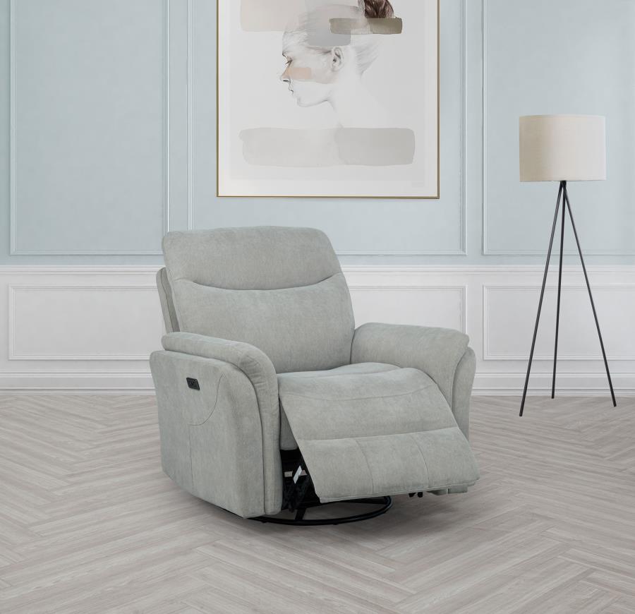 Home & Sleep Outlet - Adler Upholstered Power Swivel Glider Recliner Ivory