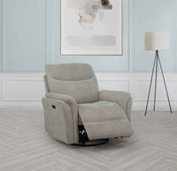 Adler Upholstered Power Swivel Glider Recliner Greige