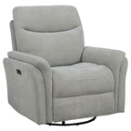 Home & Sleep Outlet - Adler Upholstered Power Swivel Glider Recliner Ivory