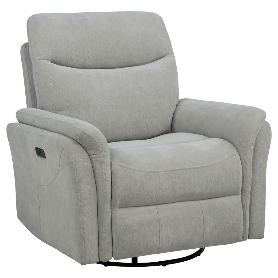 Home & Sleep Outlet - Adler Upholstered Power Swivel Glider Recliner Ivory