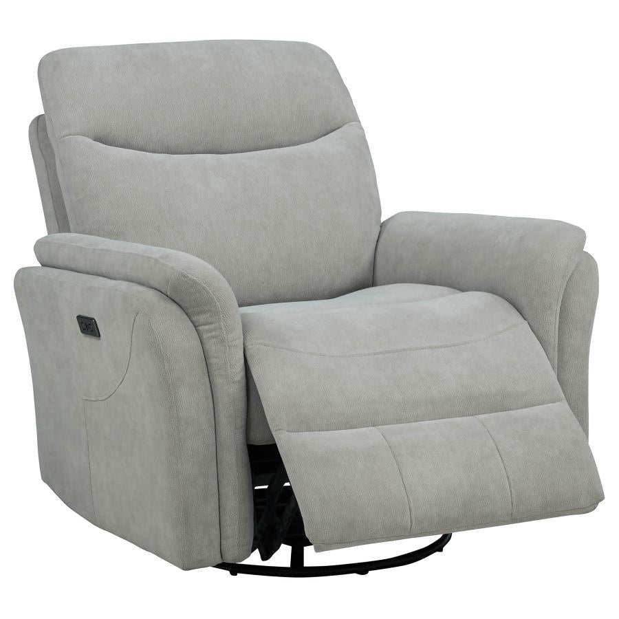 Home & Sleep Outlet - Adler Upholstered Power Swivel Glider Recliner Ivory