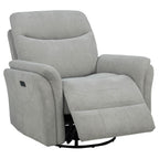 Home & Sleep Outlet - Adler Upholstered Power Swivel Glider Recliner Ivory