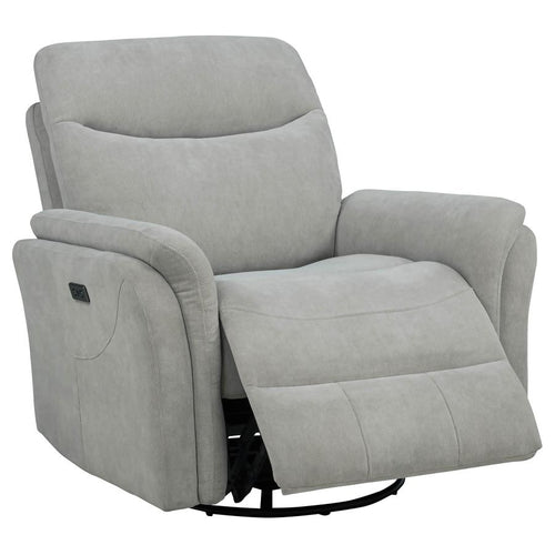 Home & Sleep Outlet - Adler Upholstered Power Swivel Glider Recliner Ivory