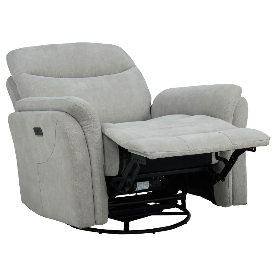 Home & Sleep Outlet - Adler Upholstered Power Swivel Glider Recliner Ivory