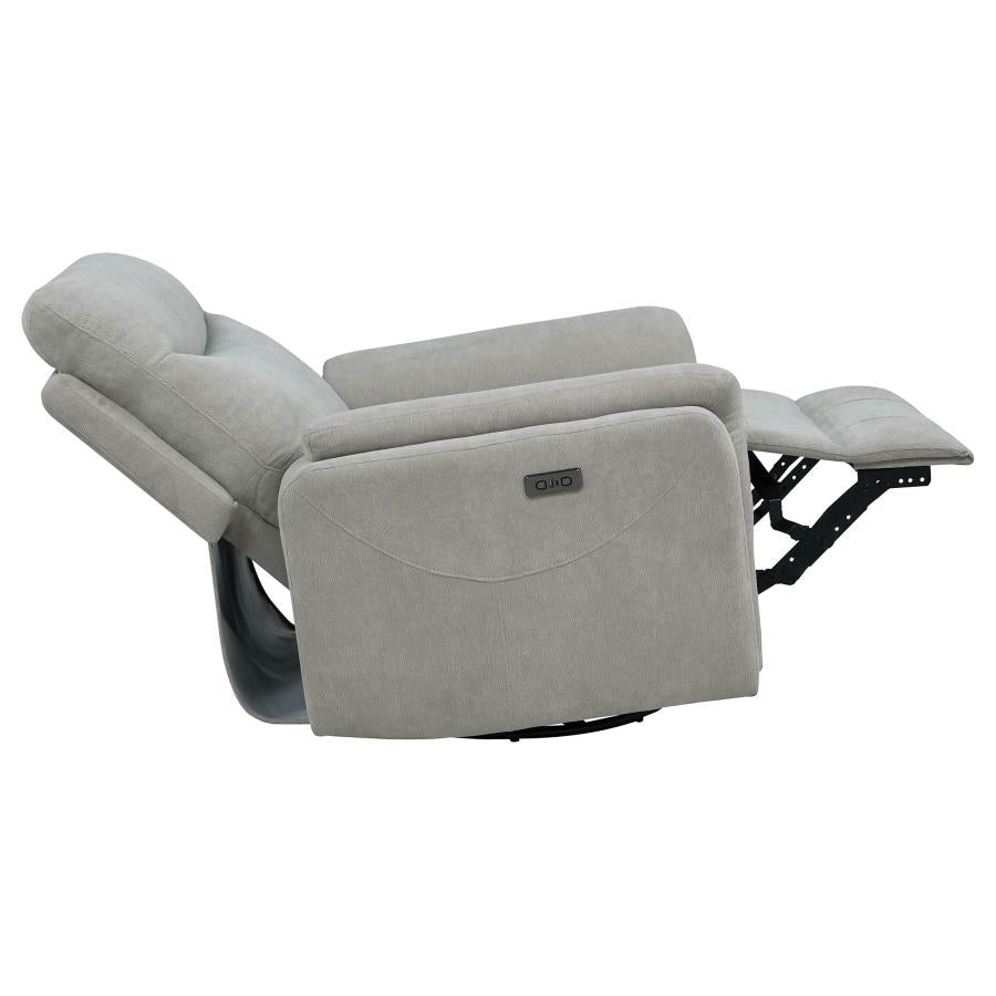Home & Sleep Outlet - Adler Upholstered Power Swivel Glider Recliner Ivory