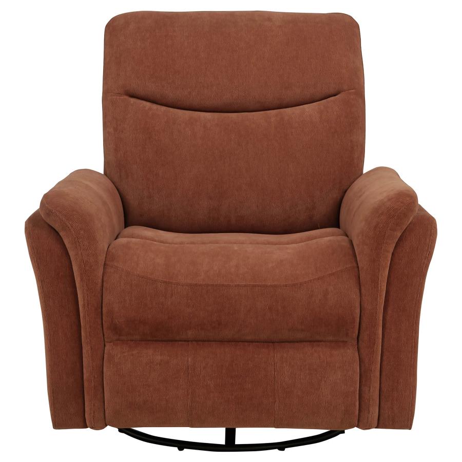 Home & Sleep Outlet - Adler Upholstered Power Swivel Glider Recliner Rust