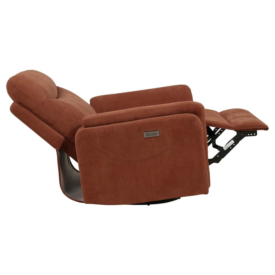 Home & Sleep Outlet - Adler Upholstered Power Swivel Glider Recliner Rust