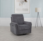 Home & Sleep Outlet - Adler Upholstered Power Swivel Glider Recliner Charcoal Grey