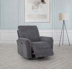 Home & Sleep Outlet - Adler Upholstered Power Swivel Glider Recliner Charcoal Grey