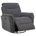 Home & Sleep Outlet - Adler Upholstered Power Swivel Glider Recliner Charcoal Grey