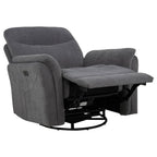 Home & Sleep Outlet - Adler Upholstered Power Swivel Glider Recliner Charcoal Grey