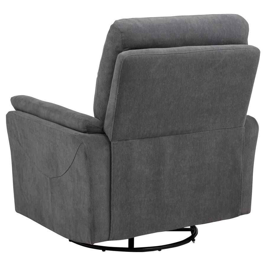 Home & Sleep Outlet - Adler Upholstered Power Swivel Glider Recliner Charcoal Grey